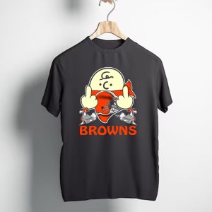 Cleveland Browns Cartoon Helmet Icon With Saluting Snoopy Duo T-Shirt