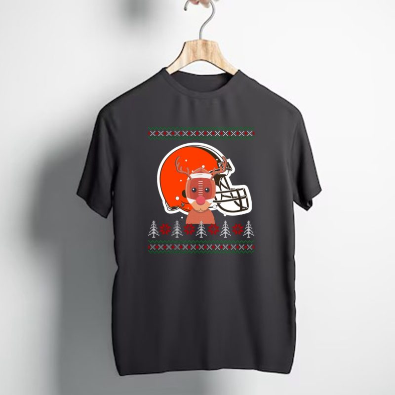 Cleveland Browns Christmas Reindeer Helmet T Shirt 1 T Shirt 1