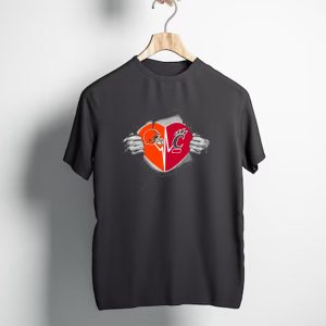 Cleveland Browns Cincinnati Bearcats Heart Football Fan Logo Combination T-Shirt