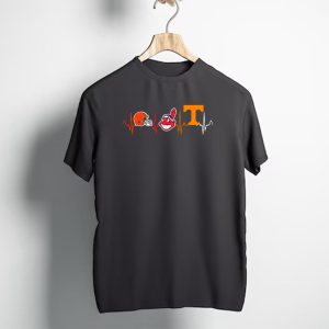 Cleveland Browns Cleveland Indians Logo Tennessee Volunteers Heartbeat T-Shirt