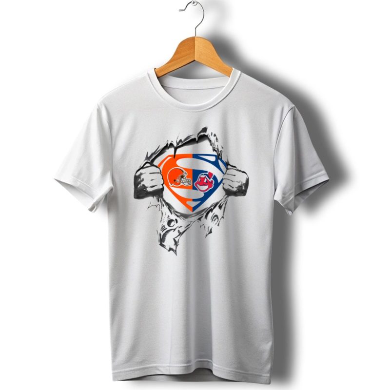 Cleveland Browns Cleveland Indians Superman Logo Integration T Shirt 1 T Shirt 1