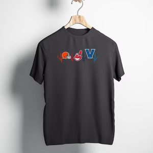 Cleveland Browns Cleveland Indians Villanova Wildcats Heartbeat T-Shirt
