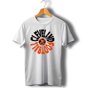 Cleveland Browns Football Retro Logo with Elf and Skyline T-Shirt