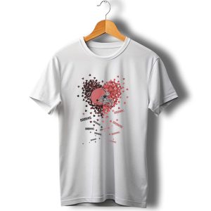Cleveland Browns Helmet Heart Design with Red Hearts and Browns Text T-Shirt