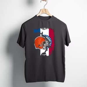 Cleveland Browns Helmet Over Missouri Flag Background T-Shirt