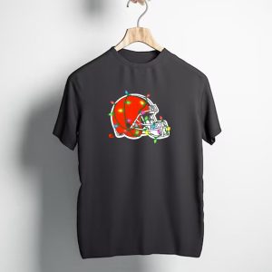 Cleveland Browns Helmet Wrapped in Holiday Lights T-Shirt