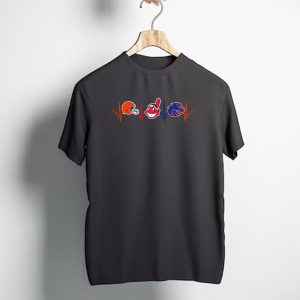 Cleveland Browns Indians Boise State Broncos Heartbeat T-Shirt