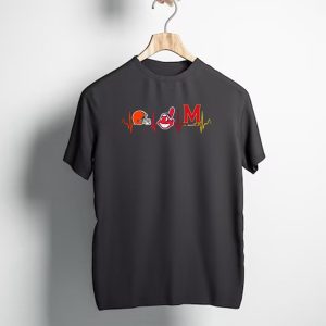 Cleveland Browns Indians Maryland Terrapins Heartbeat T-Shirt