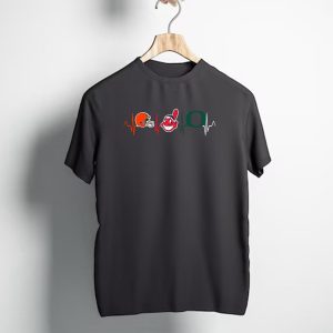 Cleveland Browns Indians Oregon Ducks Heartbeat T-Shirt