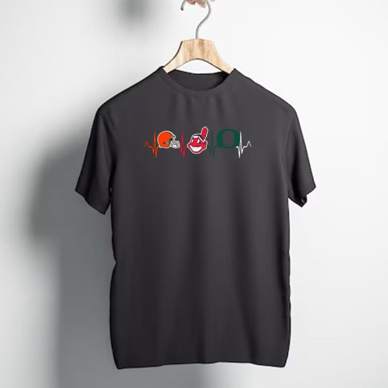 Cleveland Browns Indians Oregon Ducks Heartbeat T Shirt 1 T Shirt 1
