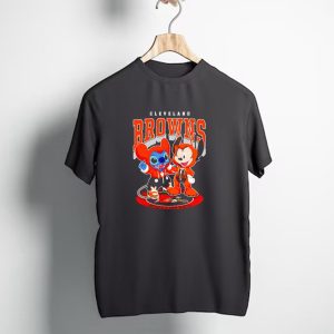 Cleveland Browns Mickey and Stitch Character Hoodie Fan T-Shirt