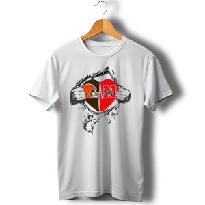 Cleveland Browns Nebraska Cornhuskers Heart Peeking Through T-Shirt