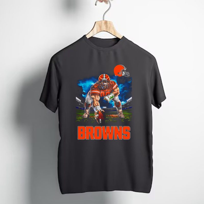 Cleveland Browns Nfl 3 Point Stance Football Player Stadium Scene T Shirt 1 T Shirt 1