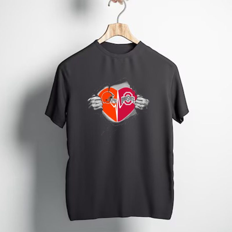 Cleveland Browns Ohio State Buckeyes Heart Ripped T Shirt 1 T Shirt 1