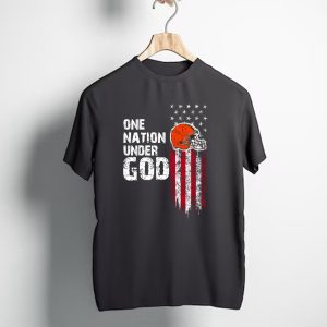 Cleveland Browns One Nation Under God Flag Helmet Stars Stripes T-Shirt