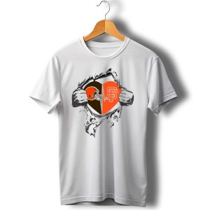 Cleveland Browns San Francisco Giants Heart Logo Fan Pride T-Shirt