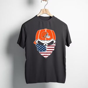 Cleveland Browns Skull American Flag Bandana T-Shirt