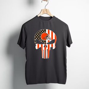 Cleveland Browns Skull American Flag Helmet T-Shirt