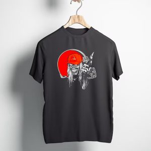 Cleveland Browns Skull with Helmet Halloween Football T-Shirt