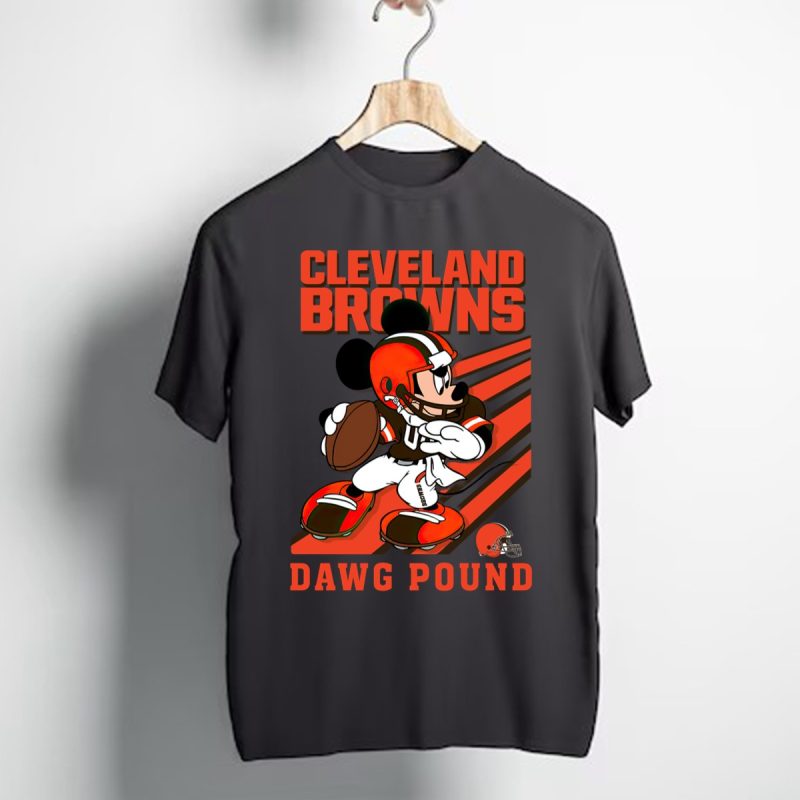 Cleveland Browns Slogan Dawg Pound Mickey Mouse T Shirt T Shirt 1