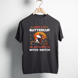 Cleveland Browns Snoopy Buckle Up Buttercup You Just Flipped My Witch Switch Halloween 508 T6MTH T-Shirt