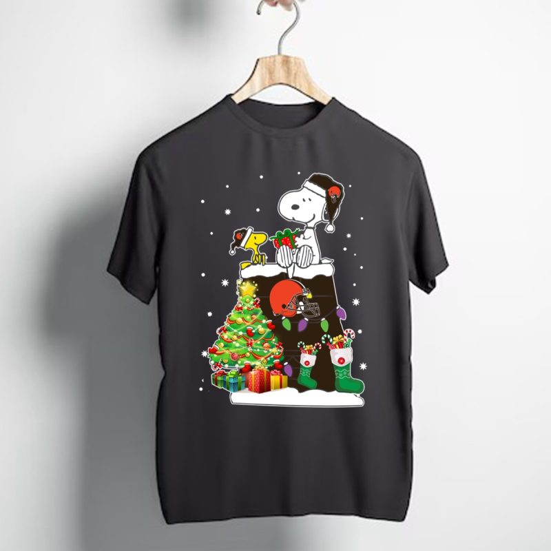 Cleveland Browns Snoopy Woodstock Christmas T Shirt T Shirt 1