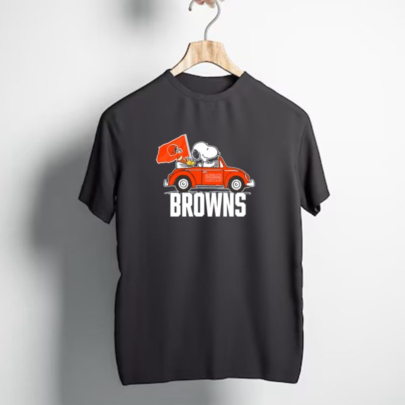Cleveland Browns Snoopy Woodstock Driving Car With Flag T Shirt 1 T Shirt 1
