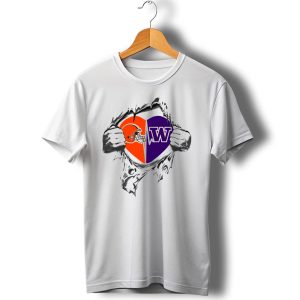 Cleveland Browns Washington Huskies Heart Logo Fan Pride T-Shirt