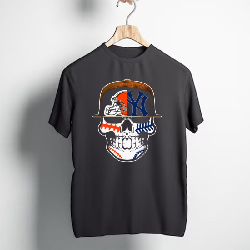 Cleveland Browns Yankees Skull Cap Fusion T Shirt 1 T Shirt 1