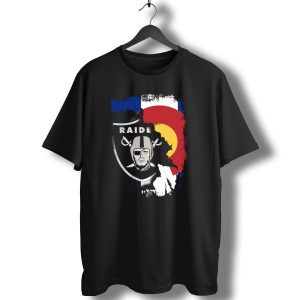 Colorado Flag Overlay With Raiders Logo Fusion T-Shirt