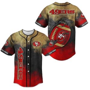 Colorful San Francisco 49ers Grenade Rugby Ball Baseball Jersey