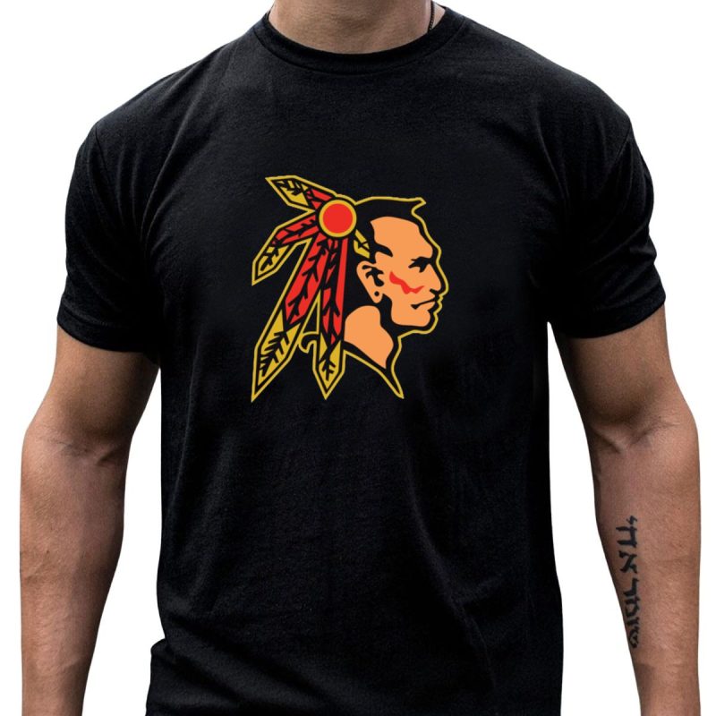 Connecticut Chiefs Native American Chief Head Profile With Red And Yellow Feather Headdress T Shirt T Shirt 1 1