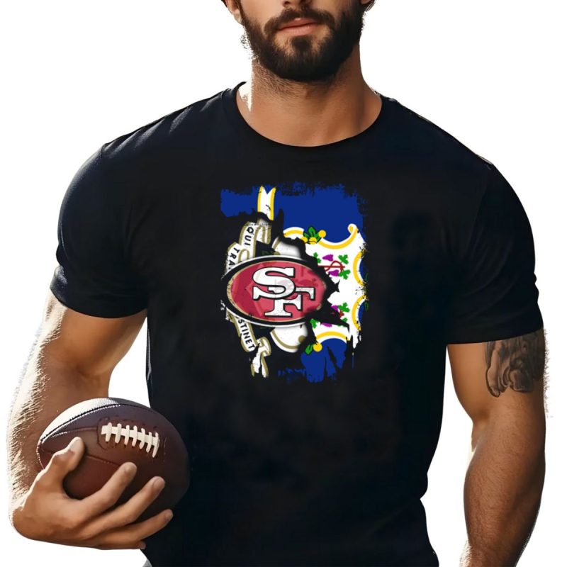 Connecticut Flag With San Francisco 49Ers T Shirt T Shirt 1