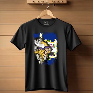 Connecticut State Flag Blended With Vikings Football Team T Shirt
