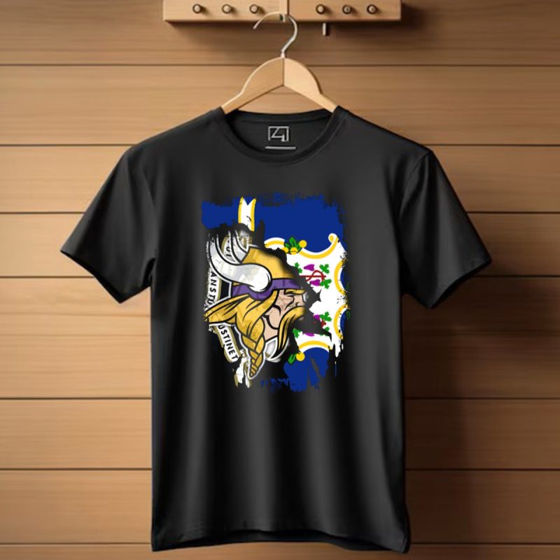 Connecticut-State-Flag-Blended-With-Vikings-Football-Team-T-Shirt-1_T-Shirt-1 Connecticut State Flag Blended With Vikings Football Team T Shirt 1 T Shirt 1