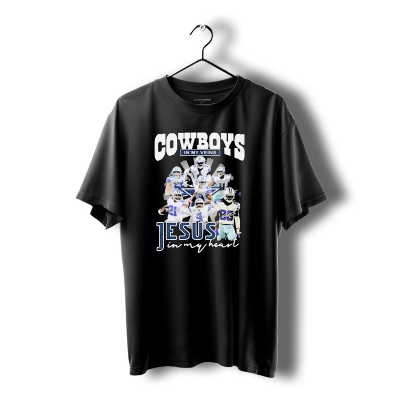 Cowboys In My Veins Jesus In My Heart Dallas Cowboys Team Players Signature T Shirt 1 T Shirt 1 1