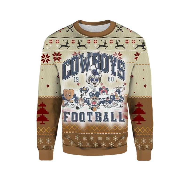 Cowboys Vintage Looney Tunes Football Ugly Sweater 1