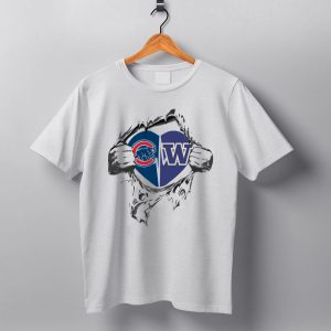Cubs Huskis Heart Torn Open Chicago Bears Washington Huskies T Shirt