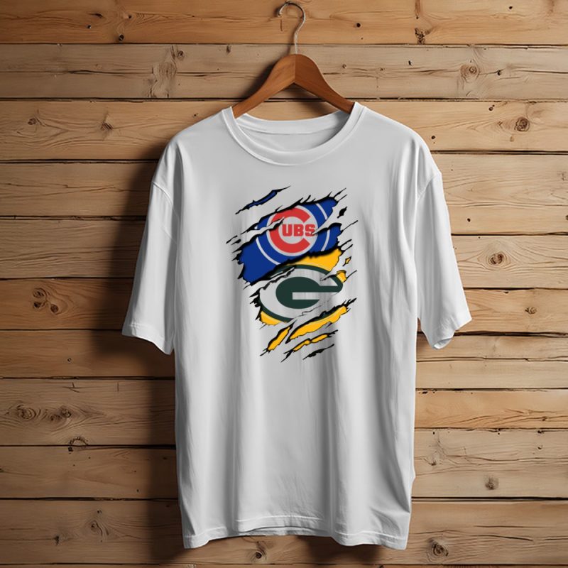 Cubs Packers Logos Ripthrough T Shirt T Shirt 1 1