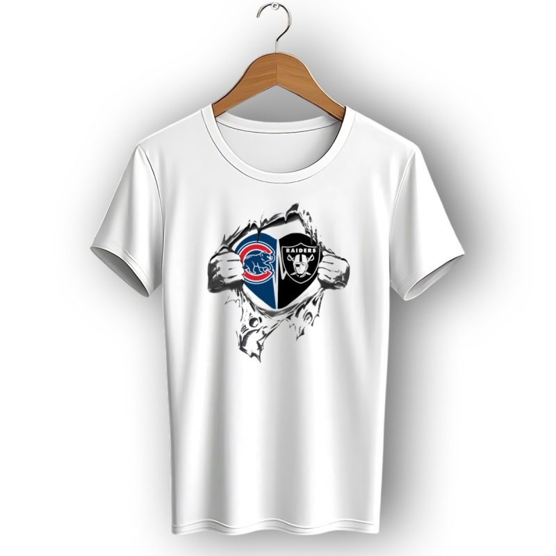 Cubs Raiders Heart Logo Tear T Shirt 1 T Shirt 1
