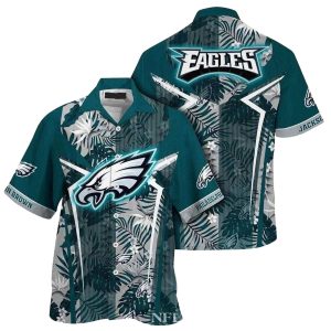 Personalized Philadelphia Eagles Tropical Leaf Hawaiian Shirt