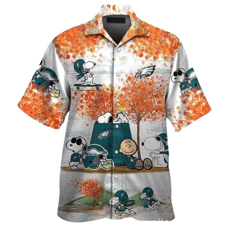 Cute Snoopy Autumn Philadelphia Eagles Hawaiian Shirt 1
