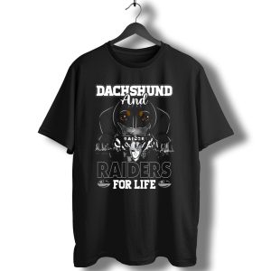 Dachshund And Raiders For Life With Raider Symbol And Helmet T-Shirt