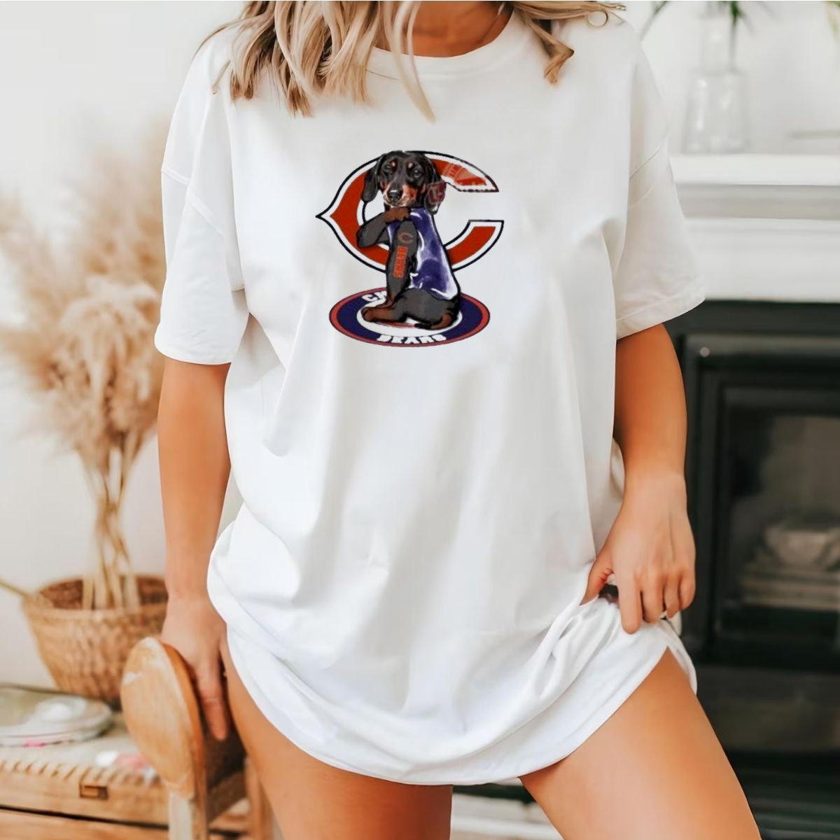 Dachshund-Chicago-Bears-Nfl-Emblem-Tattoo-T-Shirt-1_t-shirt-3_4