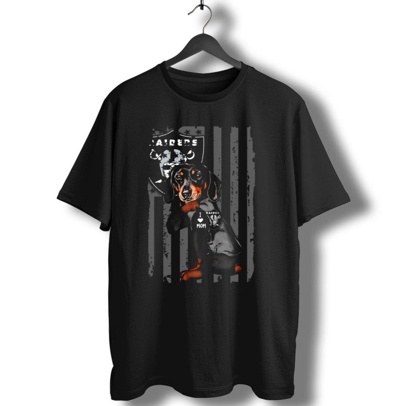 Dachshund I Love Mom Raiders Flag T Shirt 1 T Shirt 1