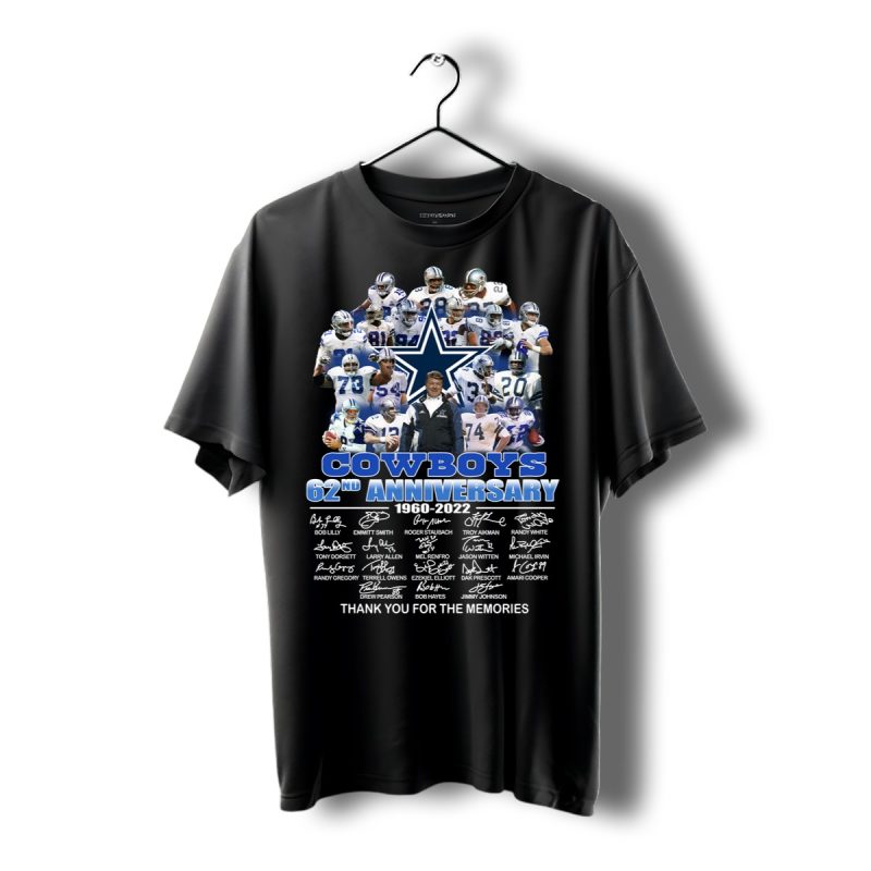 Dallas Cowboys 62Nd Anniversary 1960 2022 Thank You For The Memories Signatures Shirt T Shirt 1