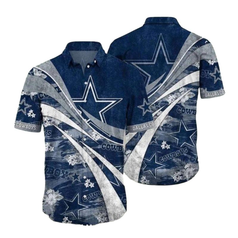 Dallas Cowboys Abstract Blue Wave Star Design Hawaiian Shirt 1