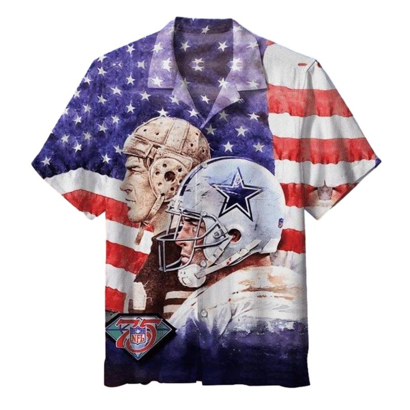 Dallas Cowboys American Flag And Player Hawaiian Shirt 1