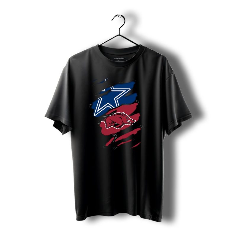 Dallas Cowboys And Arkansas Razorbacks Tear T Shirt 1 T Shirt 1 1
