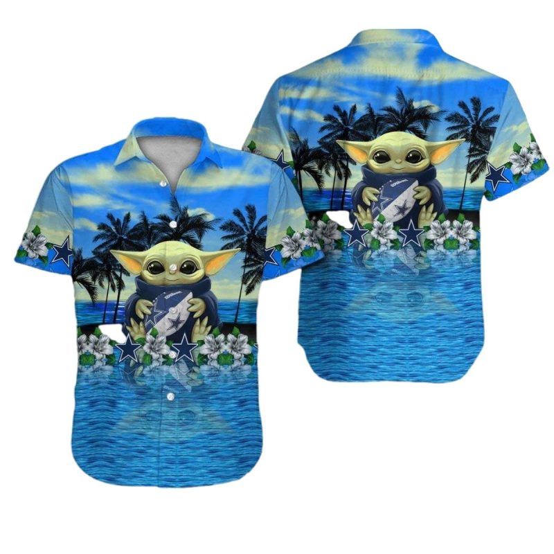 Dallas Cowboys And Baby Yoda Hug Ball Hawaiian Shirt 1